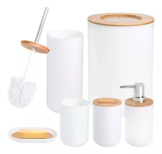 Juego De Accesorios De Bano De Bambu, Ju