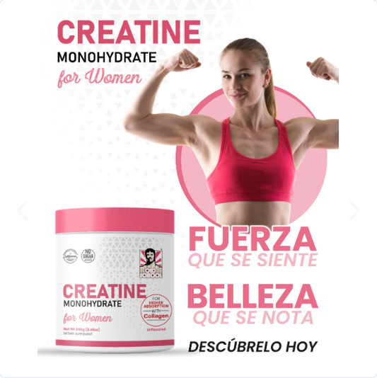 Creatina Premium para Mujeres con Colágeno y BCAA – Sabor Limonada | Más Fuerza, Energía y Tonificación sin Hinchazón
